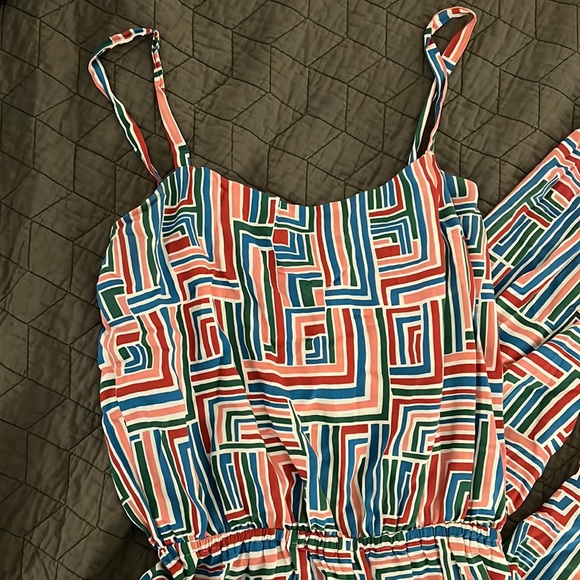 NooWorks XL Jumpsuit Overalls in Geometric Line Pattern - Picture 3 of 6